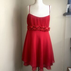 Vintage FLORA Lingerie Red Rose Embellished Sheer Ruched Top Size Large EUC